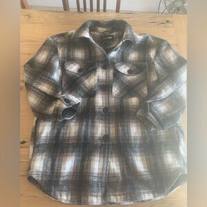Fashion Nova Plaid‎ Shacket Extra Long Brown Black Women’s XL Preloved